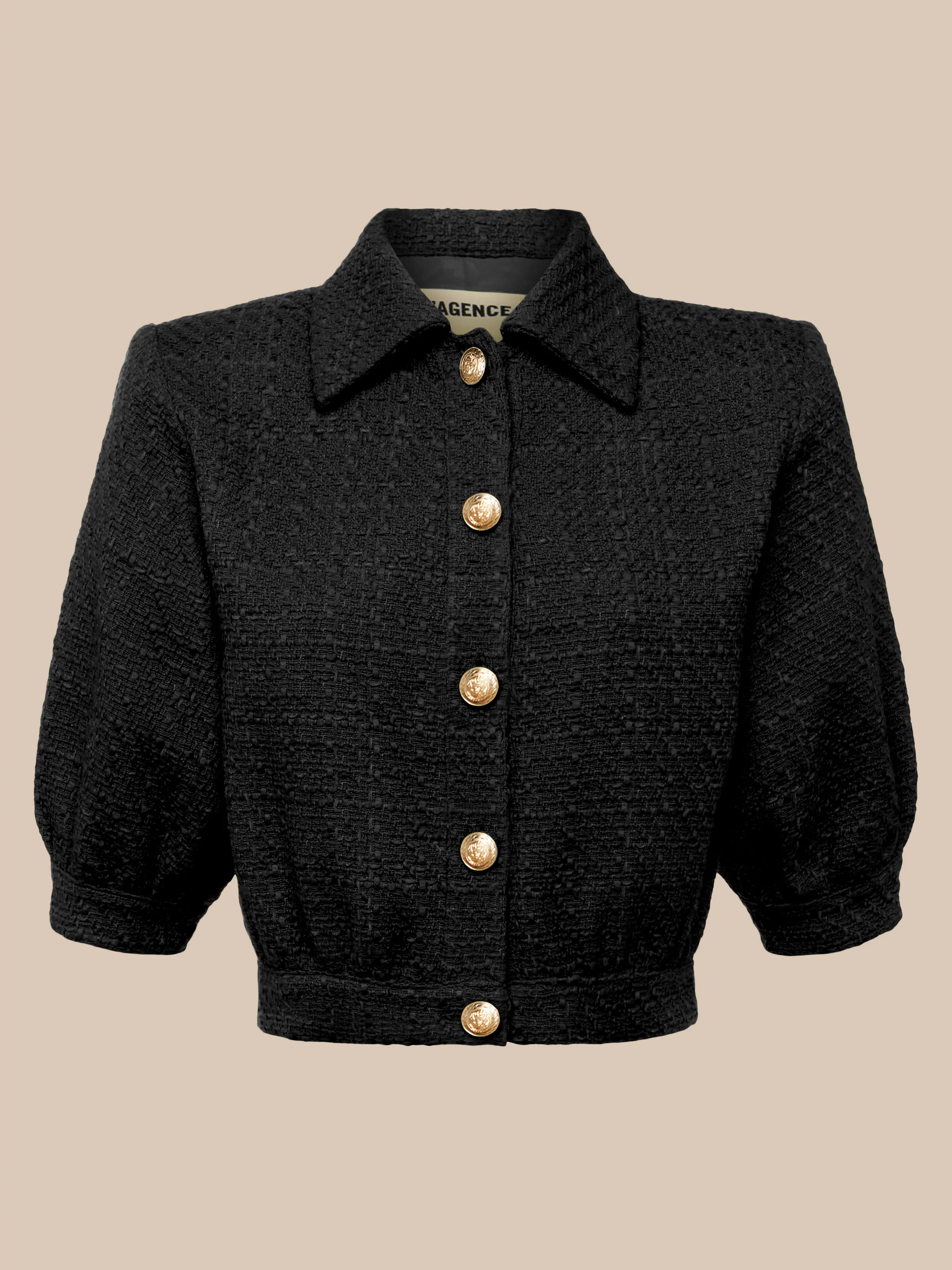 L'AGENCE Cove Cropped Tweed Jacket In Black | L'Agence