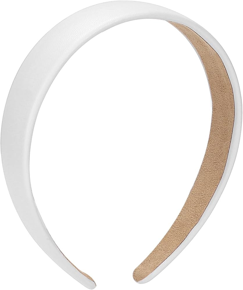 WantGor 1 Inch PU Leather Headband, Wide Padded Hairband Fashion Hair Bands Cute Womens Headbands... | Amazon (US)