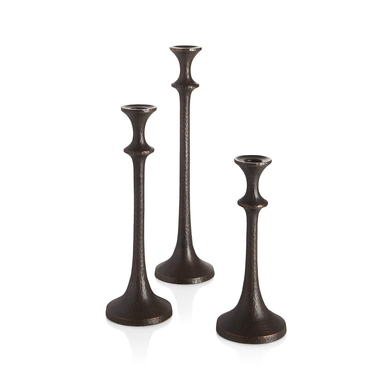 Emmett Bronze Taper Candle Holders | Crate and Barrel | Crate & Barrel