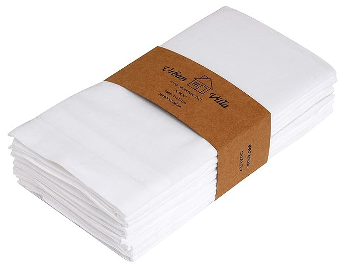 Urban Villa White Solid Flat Weave Ultra Soft, Premium Quality,Dinner Napkins, 100% Cotton, Set o... | Amazon (US)