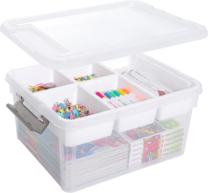Citylife 17QT Clear Craft Organizers and Storage Box with Removable Tray | Amazon (US)
