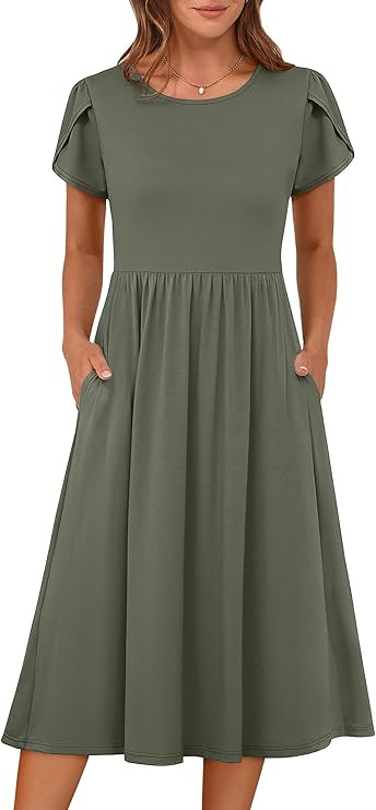 ANRABESS Women's Summer Short Sleeve A-Line Midi Dresses Casual Floral T-Shirt Dresses Flowy Beac... | Amazon (US)
