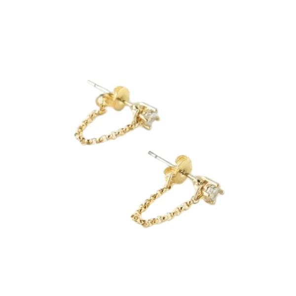 Gold Lila Stud & Chain Earrings | Montce