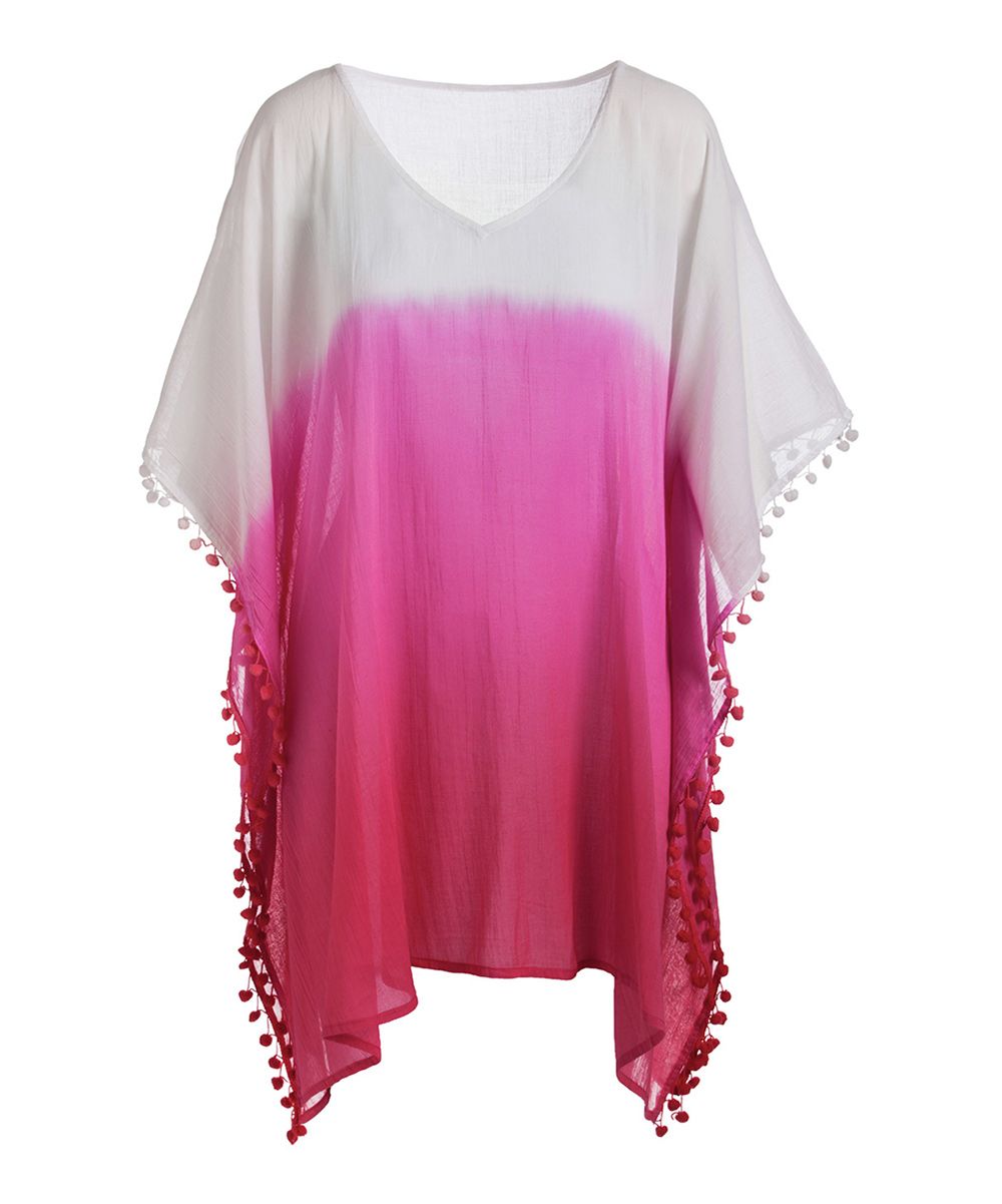 B. Boutique Swimsuit Coverups - Pink Ombre Pom-Pom Cover-Up | Zulily