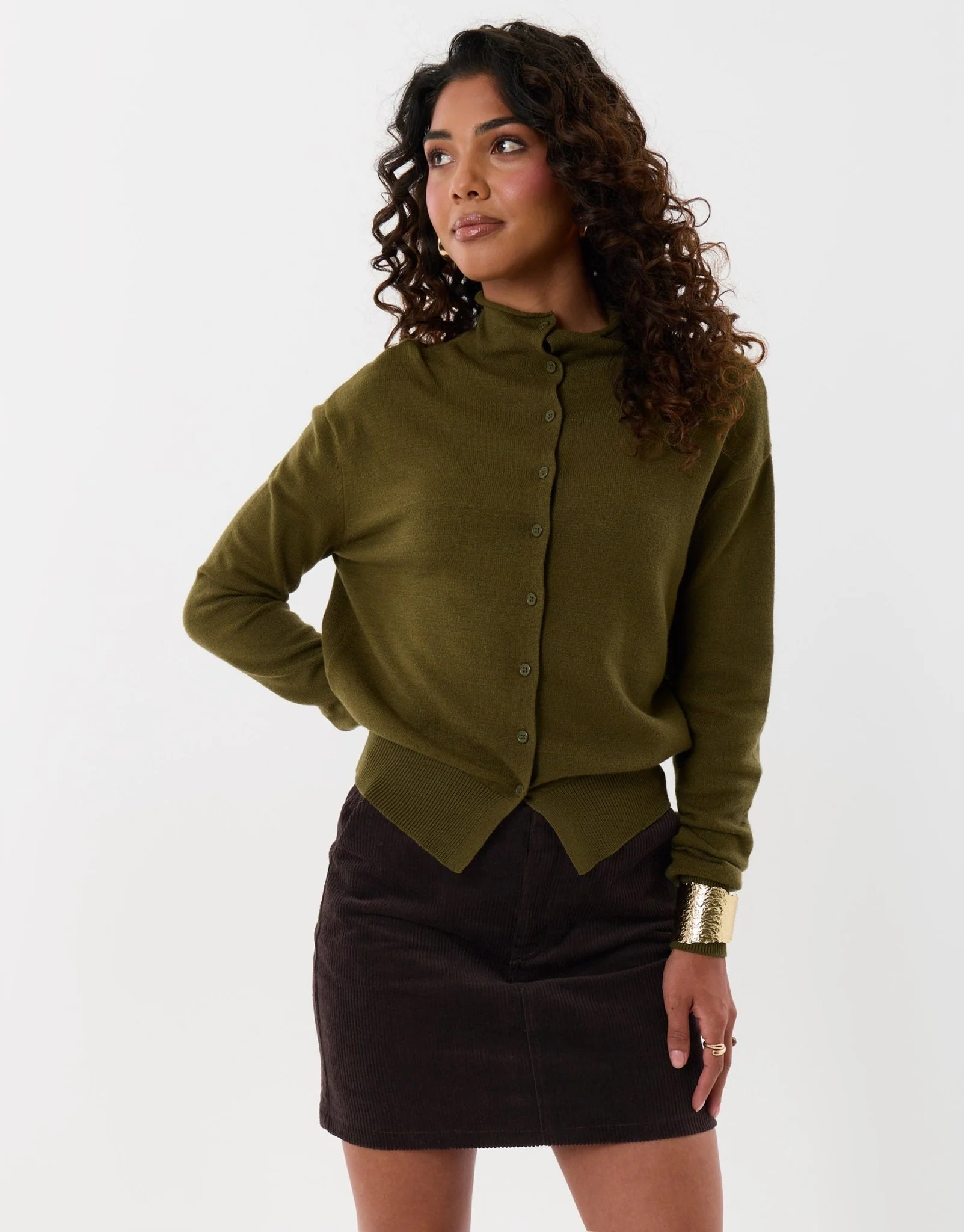 Corduroy Mini Skirt in Chocolate Brown | Threadbare UK