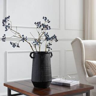 Dapper Deco Black Double Handle Vase | The Home Depot