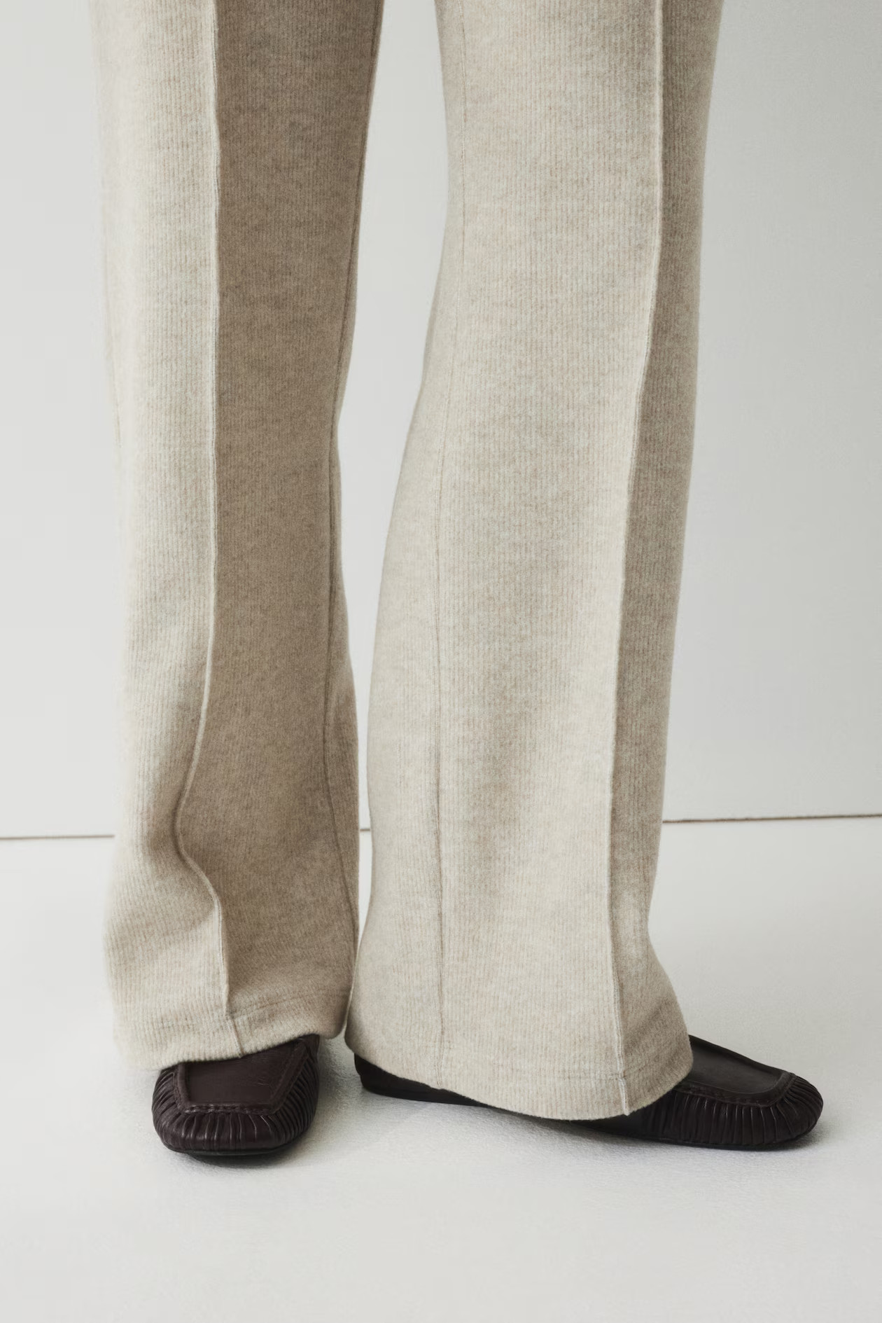 Rib-knit crease-leg trousers | H&M (UK, MY, IN, SG, PH, TW, HK)