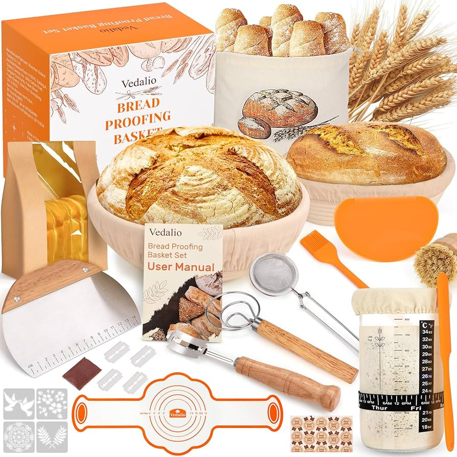 Sourdough Bread Baking Supplies, Sourdough Starter Kit, Bread Proofing Basket, Bread Making Tools... | Amazon (US)