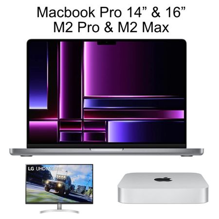 MacBook Pro 14” & 16”
M2 Pro & M2 Max.

Mac Mini M2 & M2 Pro

32” LG 32UL500-W


#LTKFind #LTKGiftGuide #LTKhome