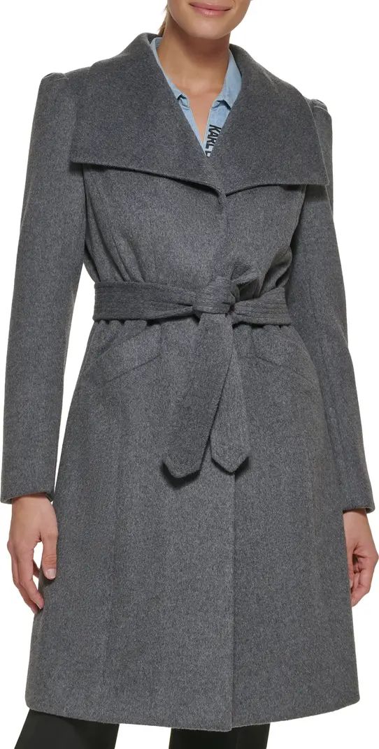 Karl Lagerfeld Paris Wool Belted Wrap Coat | Nordstrom | Nordstrom