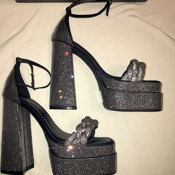 Brand New in box AZALEA WANG Haley Black Rhinestone Embellished Platform Heels | Poshmark