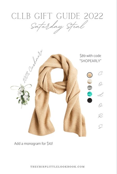 Saturday Steal: 100% Cashmere Scarf!  $89 with code “SHOPEARLY” … Make it hers by adding a monogram for $10 💛

#LTKGiftGuide