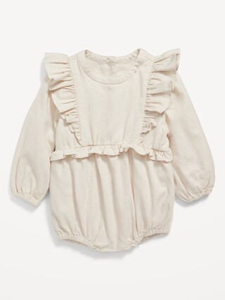 Ruffled Long-Sleeve Jean Romper for Baby | Old Navy (CA)