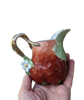 Vintage Royal Bayreuth Handled Strawberry Creamer w/Gold Handle 4"   | eBay | eBay US