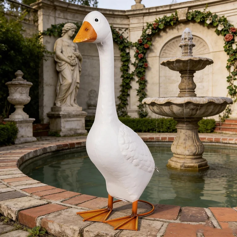 Giddy The Porch White Goose Metal Statue, Indoor & Outdoor Decorative Figurine for Garden, Patio,... | Walmart (US)