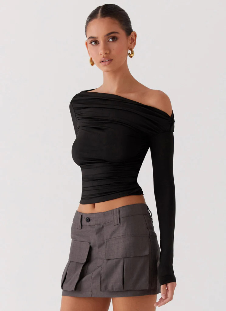 Seraphina Long Sleeve Top - Black | Peppermayo (Global)
