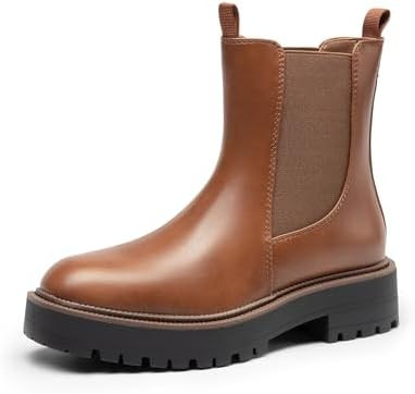DREAM PAIRS Women's Chelsea Ankle Boots Square Toe Fashion Low Heel Lug Sole Platform Fall Bootie... | Amazon (US)