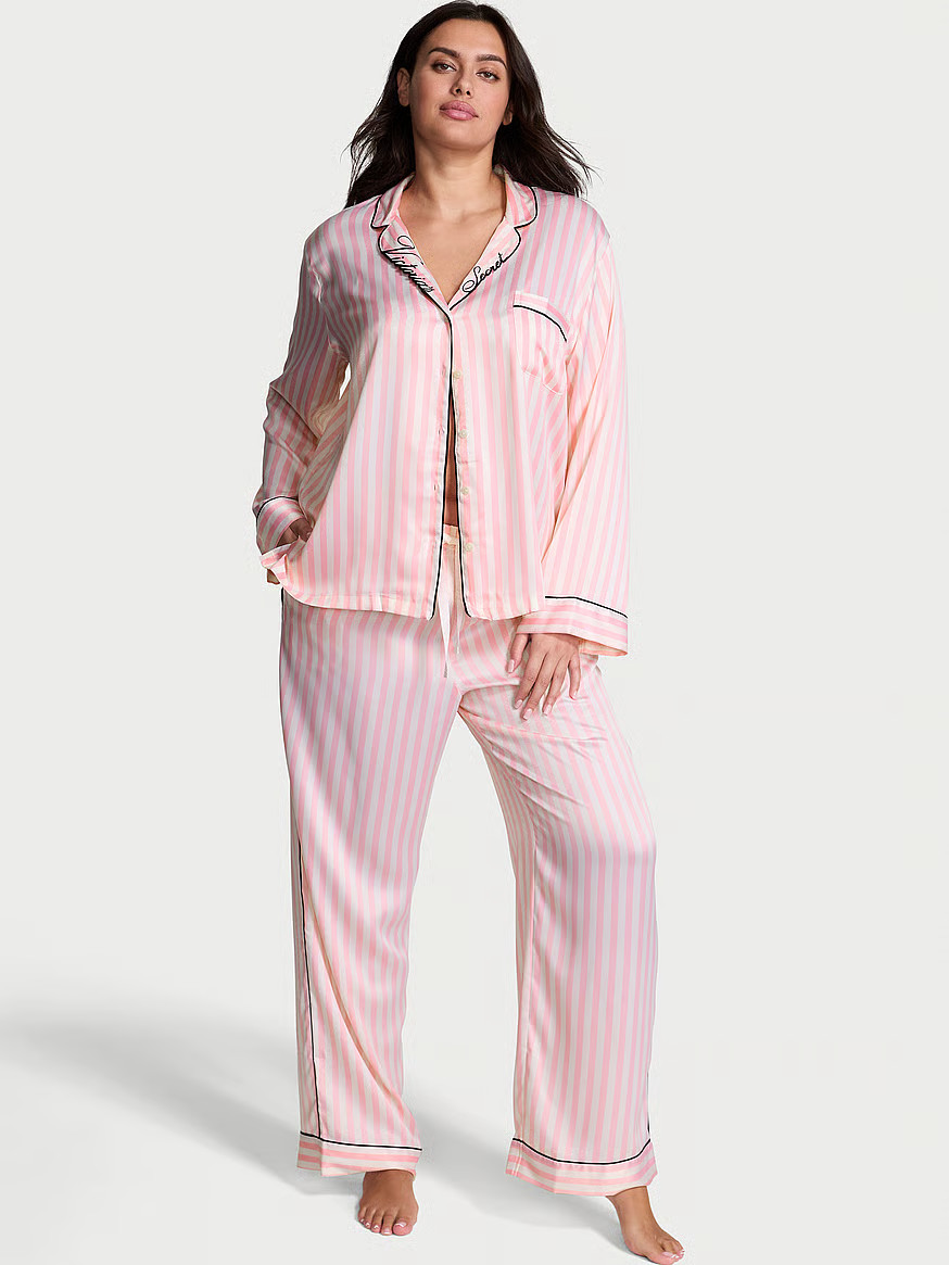Buy Glazed Satin Long Pajama Set, Coconut White Champagne Bottles - Order Pajamas Sets online - V... | Victoria's Secret (US / CA )