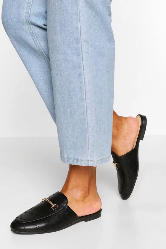 Quilted Basic Mule Loafers | Boohoo.com (UK & IE)
