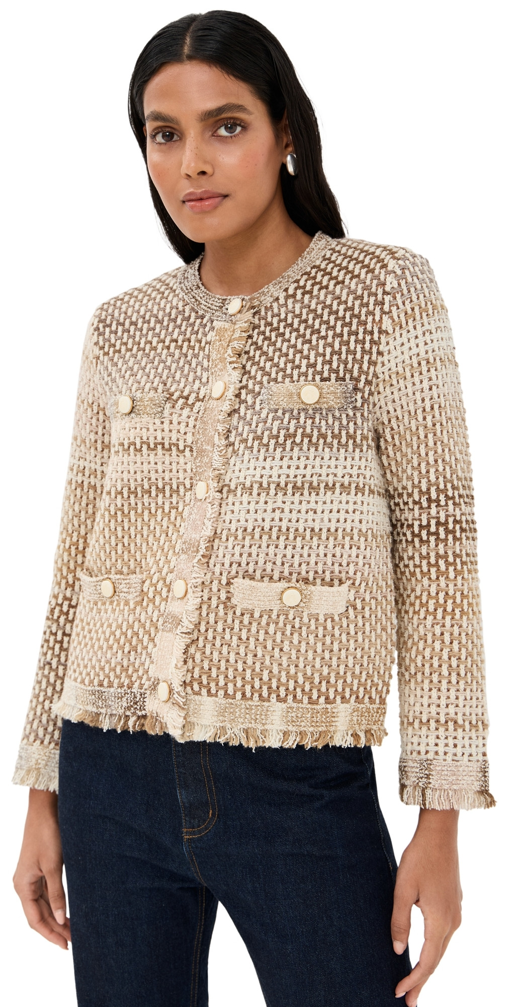Veronica Beard Sariyah Knit Jacket Desert Khaki Multi S | Shopbop