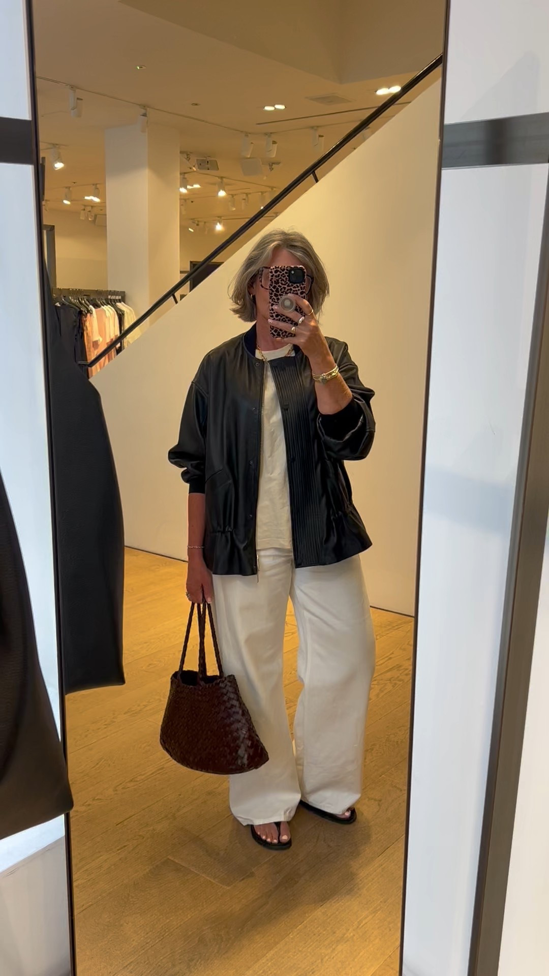 An #ootd for a day in Leeds
My favourite leather jacket, buttery soft and light, perfect for spring/summer 
Wearing a 12, which is slightly oversized.  
Jeans are Arket. White sold out but lots of colours available. Wearing a 30 waist for a loose fit. 