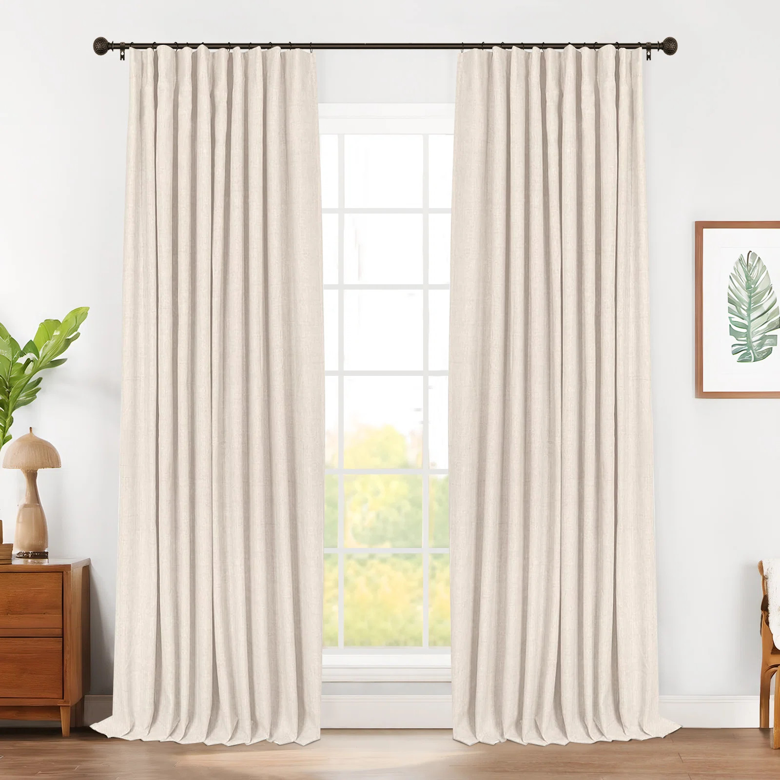 Birglinde 100% Blackout Curtains Thermal Linen Textured for Bedroom Living Room Clip Ring/Rod Poc... | Wayfair North America