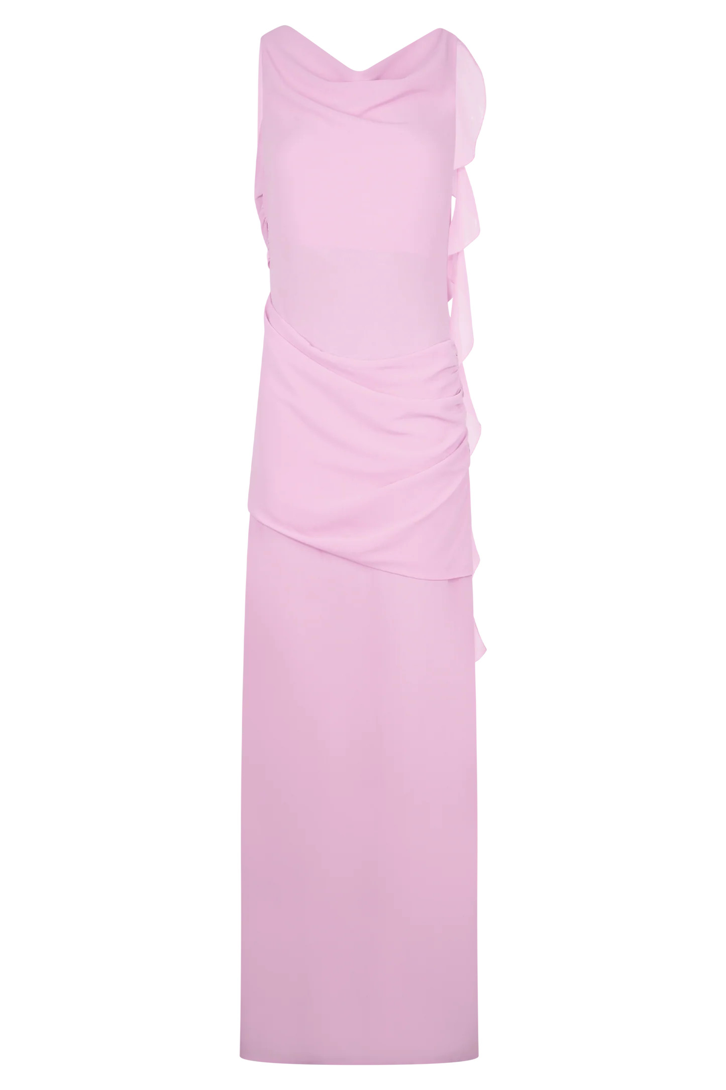 Daria Draped Chiffon Maxi Dress - Light Lilac | MESHKI US