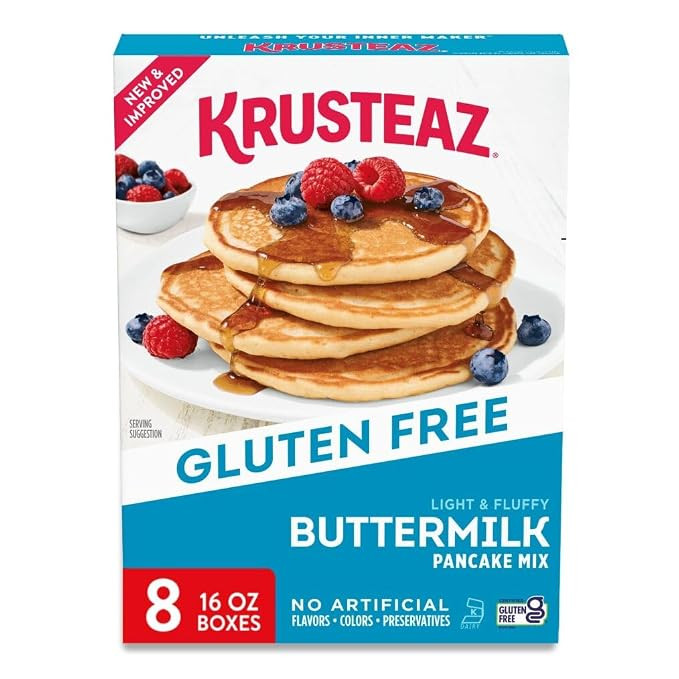 Krusteaz Gluten Free Buttermilk Pancake Mix, Light & Fluffy, 16 Oz Boxes (Pack of 8) | Amazon (US)