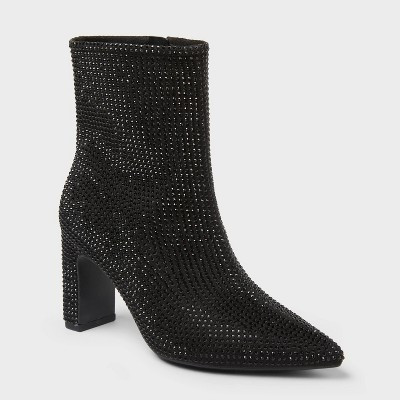 Women’s Gloria Low Shaft Heeled Rhinestones Boots with Memory Foam Insole – A New Day™ | Target