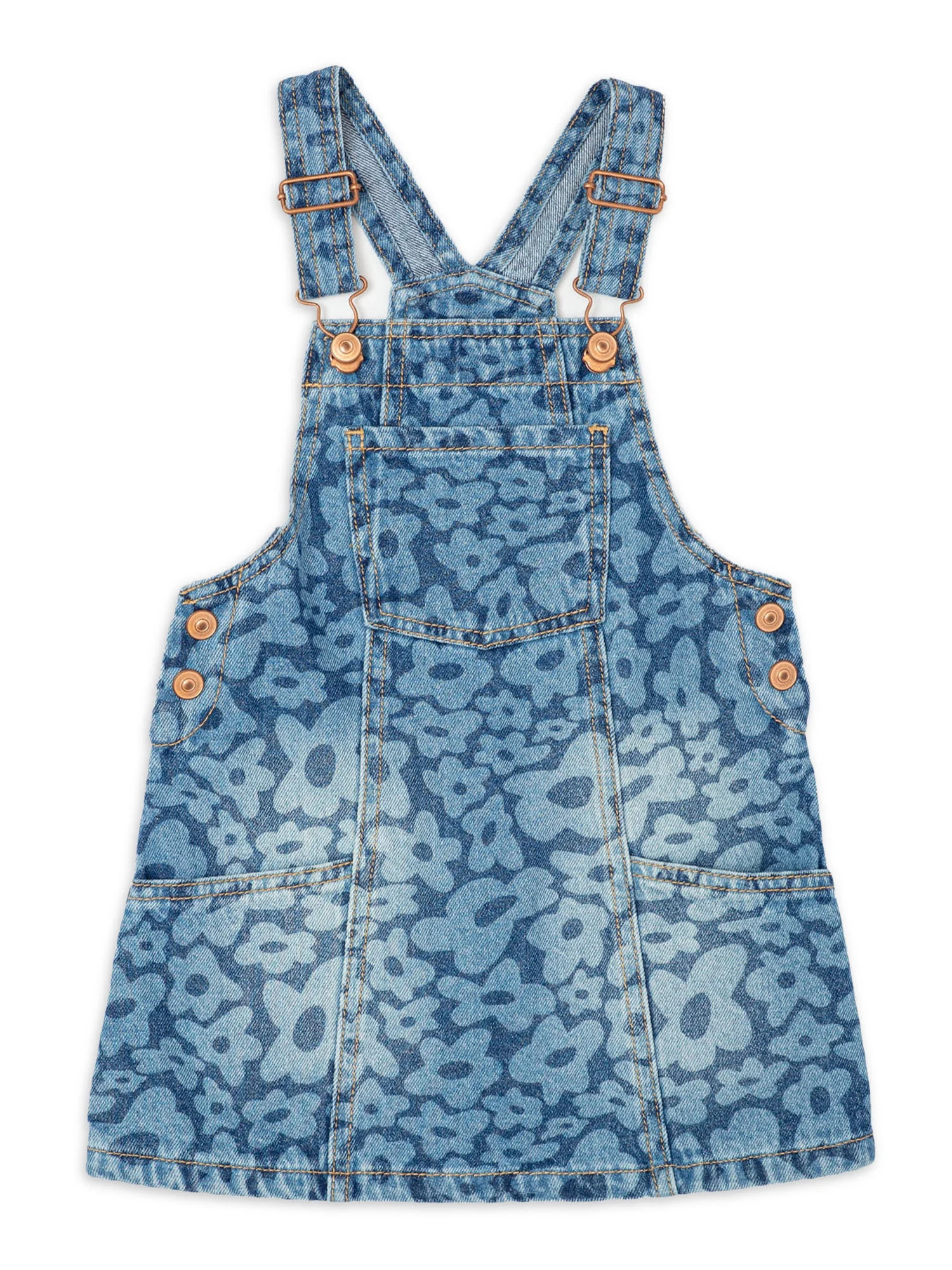 Wonder Nation Toddler Girls Floral Jumper, Sizes 2 Toddler-18 Months | Walmart (US)