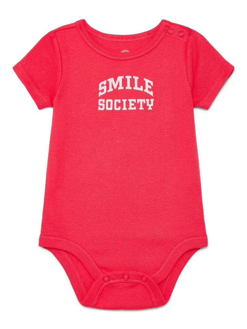 Wonder Nation Baby Girls Bodysuit with Short Sleeves, Sizes 0-24 Months | Walmart (US)