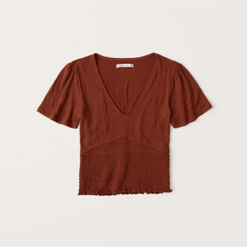 Women's Smocked Flutter Sleeve Top | Women's Tops | Abercrombie.com | Abercrombie & Fitch (US)