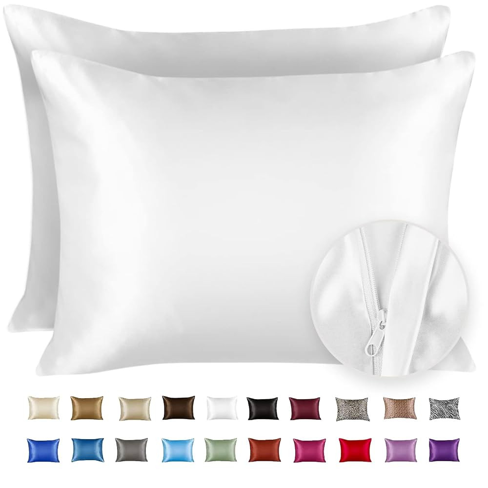 Satin Pillowcase with Zipper for Hair and Skin Care, Feels Soft and Cool Like a Silk Pillowcase, ... | Amazon (US)