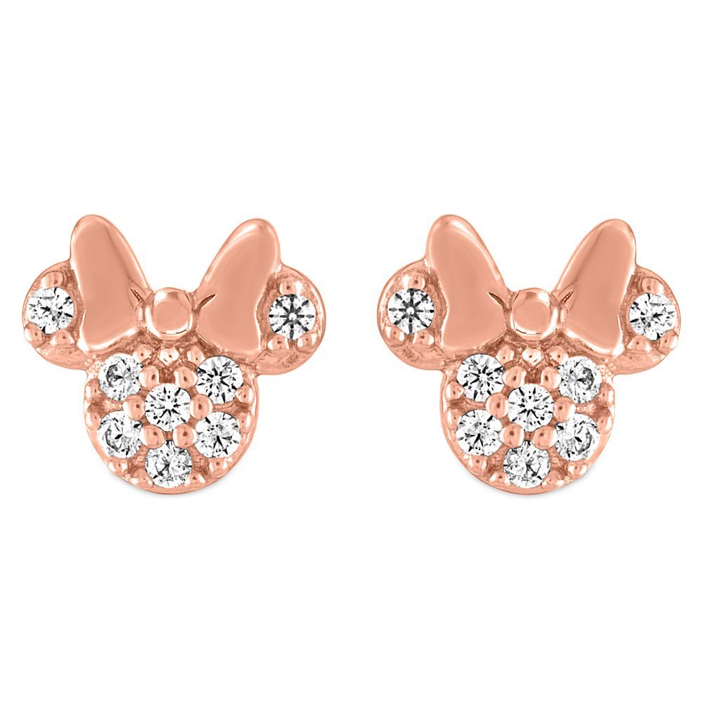 Minnie Mouse Icon Pavé Rose Gold Earrings by Rebecca Hook | Disney Store