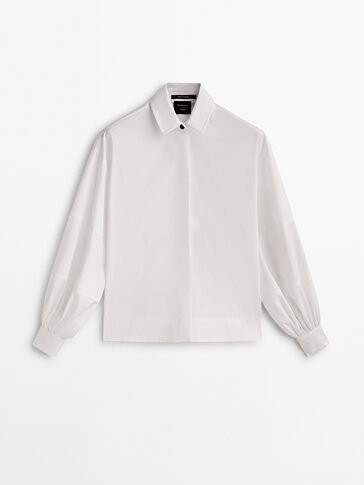 Popelinhemd mit Ärmeldetail - Studio - Massimo Dutti Deutschland | Massimo Dutti DE