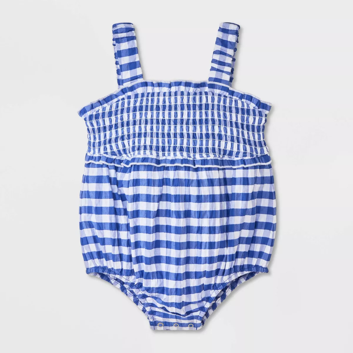 Baby Girls' Gingham Romper - Cat & Jack™ Blue Newborn | Target