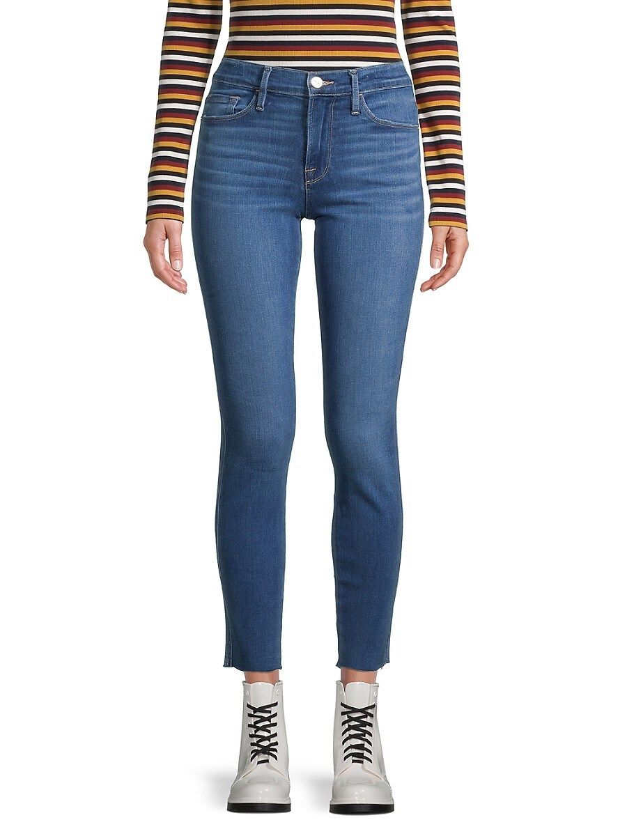 Frame Women's Le Skinny de Jeanne Mid-Rise Cropped Jeans - Decades Blue - Size 23 (00) | Saks Fifth Avenue OFF 5TH