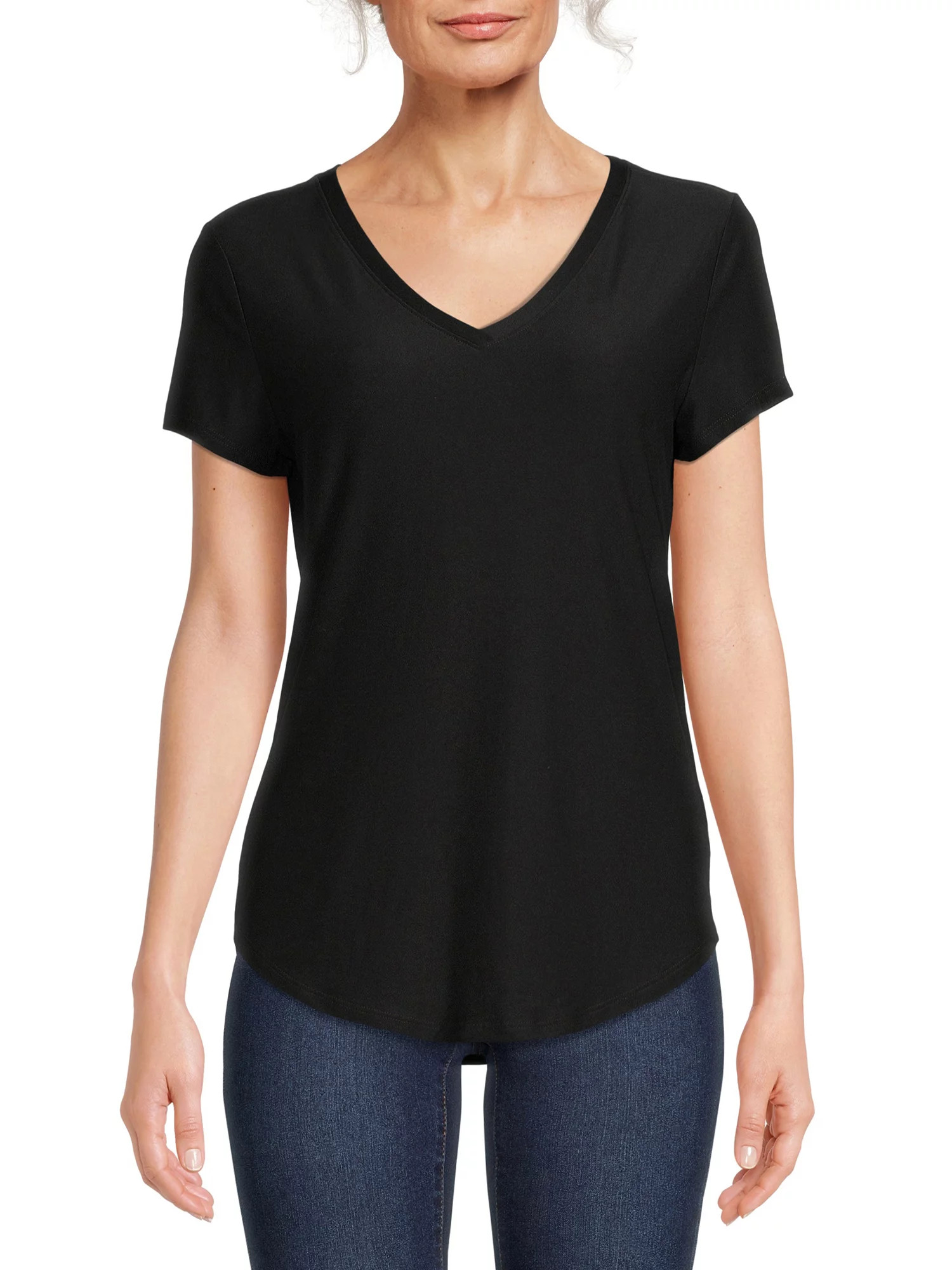 No Boundaries Junior's Brushed V-Neck T-Shirt | Walmart (US)