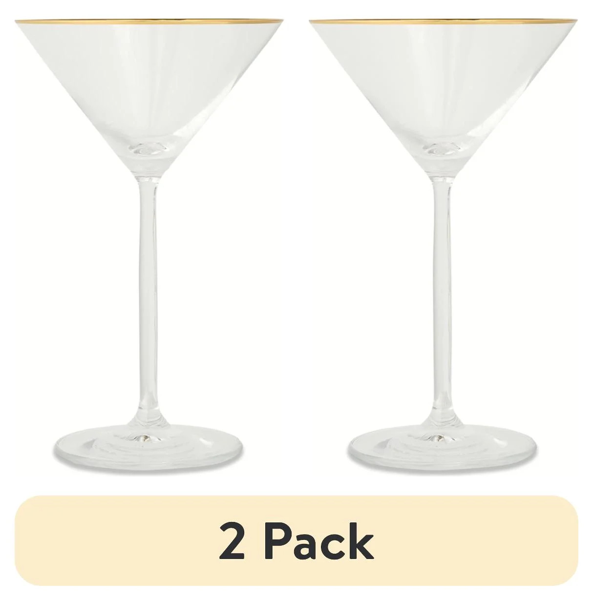 (2 pack) Thyme & Table 7 fl oz Martini Glass with Gold Rim | Walmart (US)