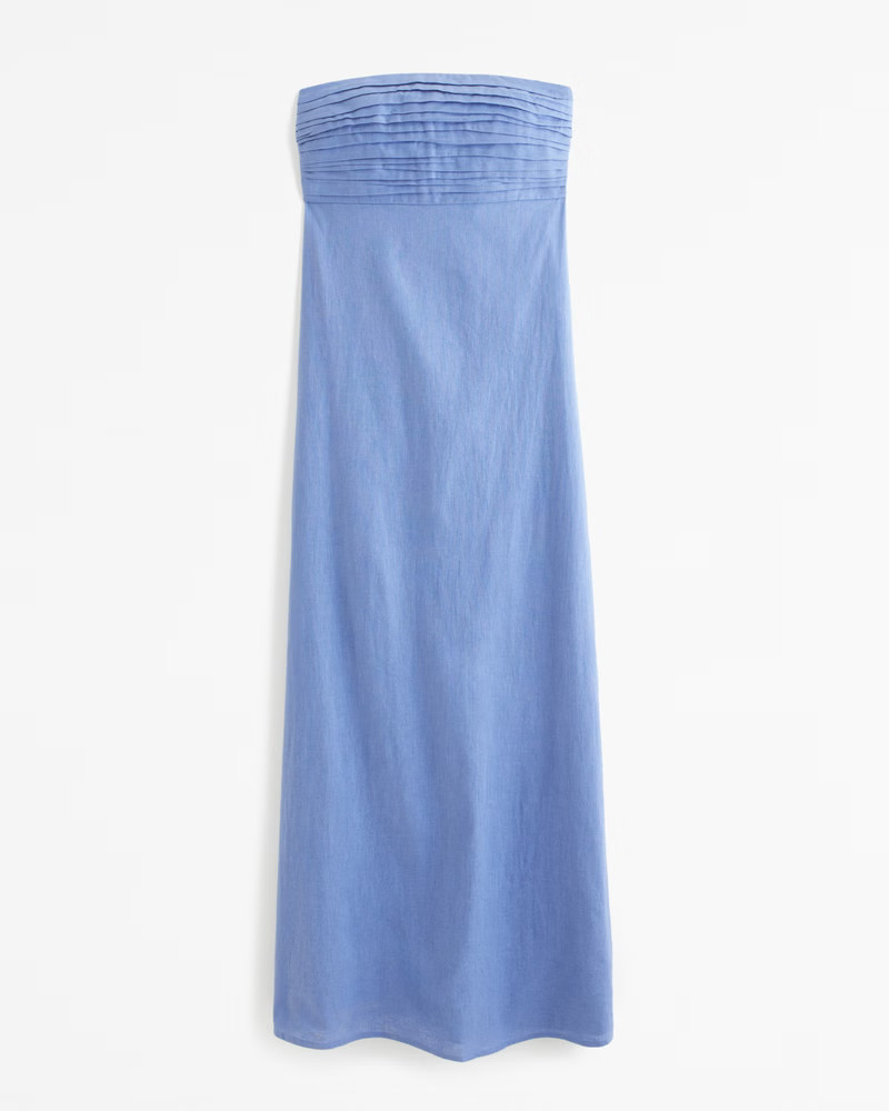 Emerson Strapless Linen-Blend Maxi Dress | Abercrombie & Fitch (US)