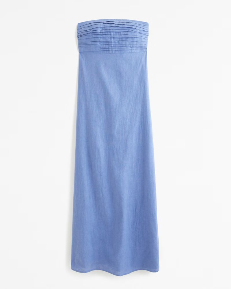 Emerson Strapless Linen-Blend Maxi Dress | Abercrombie & Fitch (US)