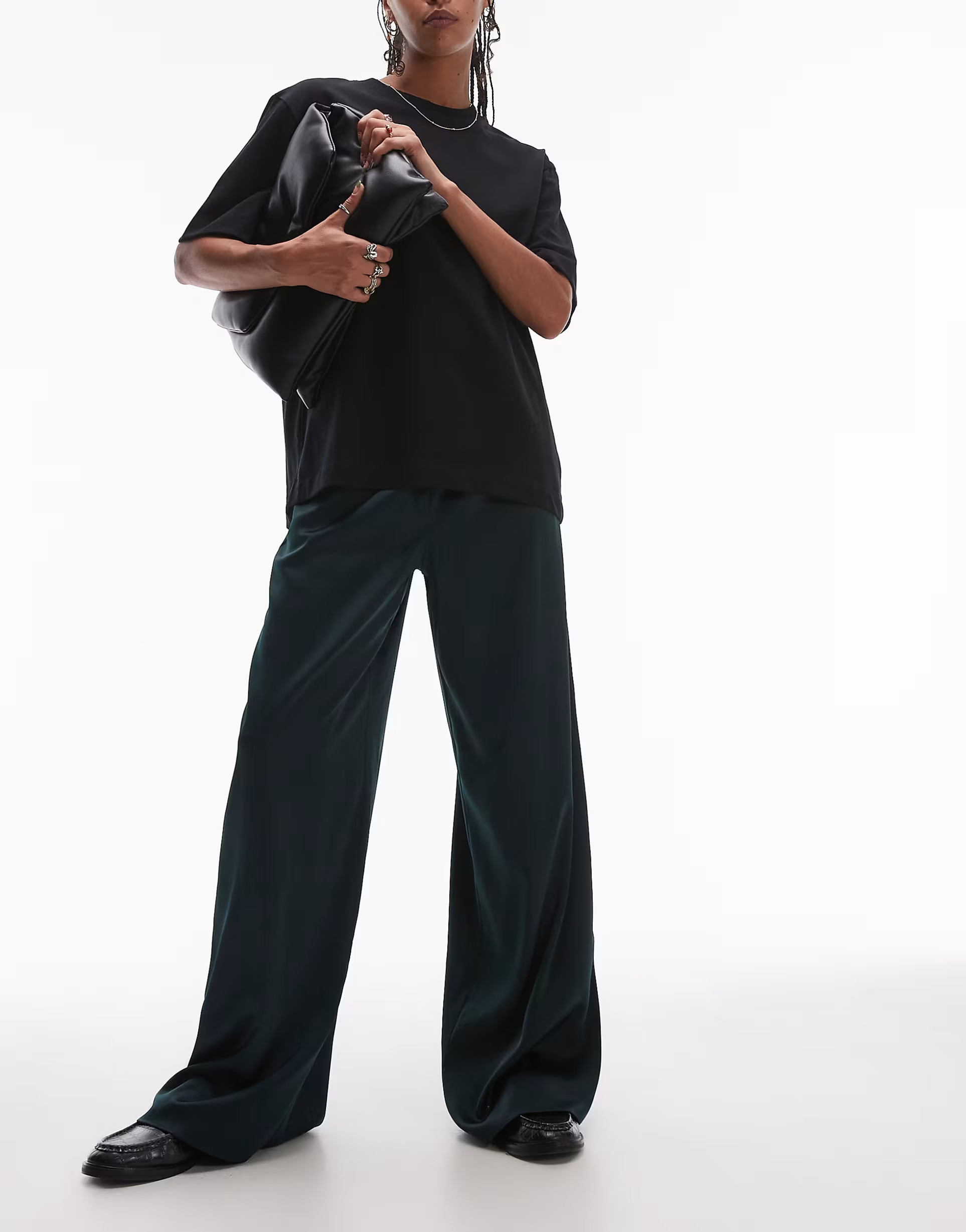 Topshop satin drawcord trouser in forest green | ASOS | ASOS (Global)