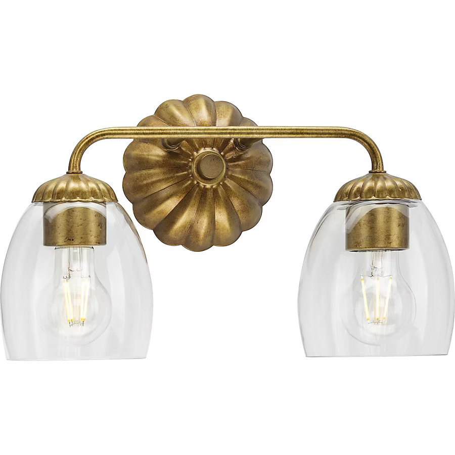 Progress Lighting Quillan 14.5-in 2 -Light Gold Modern/contemporary Vanity light | Lowe's