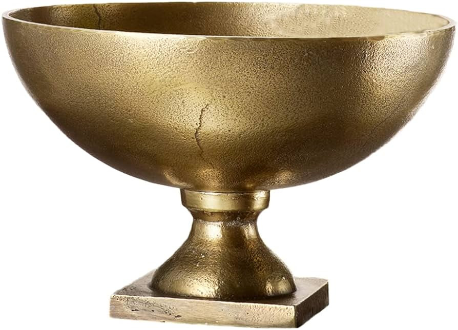 Serene Spaces Living Large Antique Brass Pedestal Bowl - Vintage Wedding Centerpiece and Flower V... | Amazon (US)