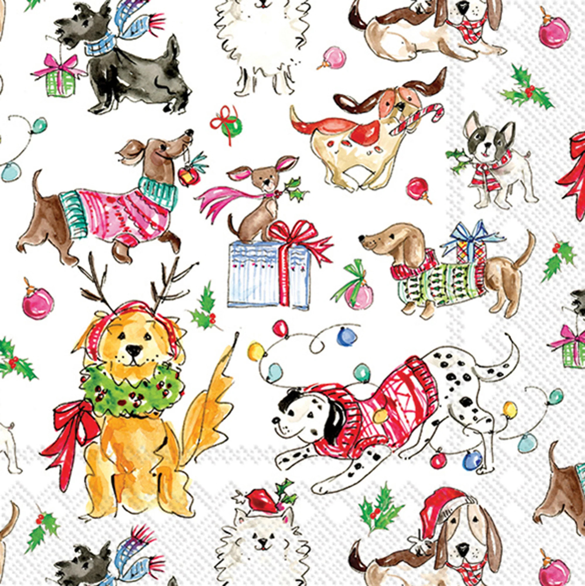 Christmas Dogs Cocktail Napkin by Boston International | Mariposa