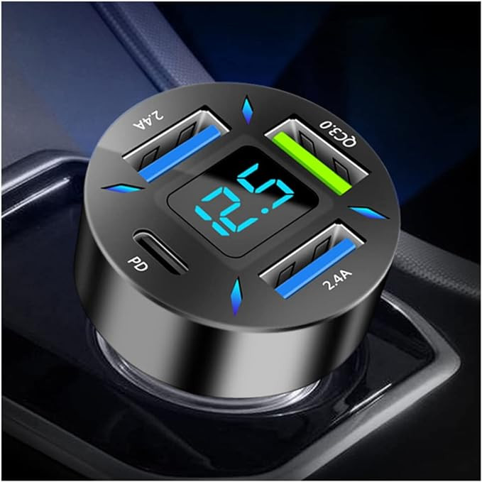 Car Charger 66W Super Fast Charging with USB PD&QC 3.0(Voltmeter&LED Lights) Universal Quick Char... | Amazon (US)
