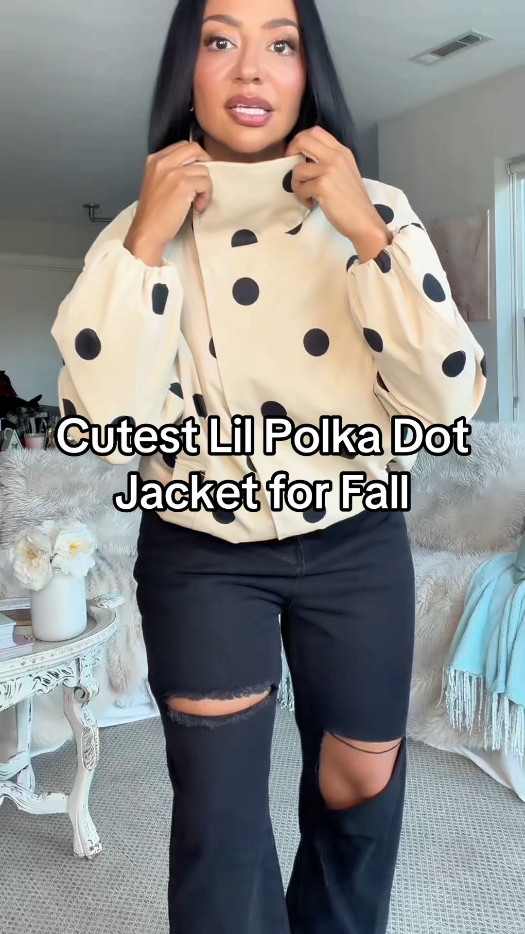 Cutest polka dot jacket for early fall outfits! 🎱🖤🫶🏽

WHERE TO WEAR IT: Literally anywhere 
STRETCH: No 
TRUE TO SIZE: Yes - Oversized 
OVERALL FIT: Oversized 
PETITE FRIENDLY: Yes

Sizing ⬇️
5’3 
Bust: 32DD
Waist: 27”
Hips: 42”
Wearing Size M

Make sure you download the ✨FREE✨ LTK app and follow me @heyrissyrozay for all my style and beauty finds 🫶🏽

over 40 outfit ideas
petite curvy outfits
outerwear and jackets

#LTKootd #LTKOver40 #LTKPetite