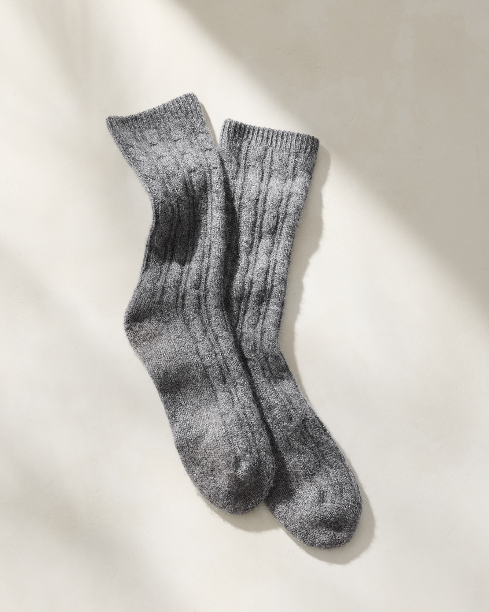 Cashmere Blend Cable Knit Socks | Ash Heather | 001 | Haven Well Within