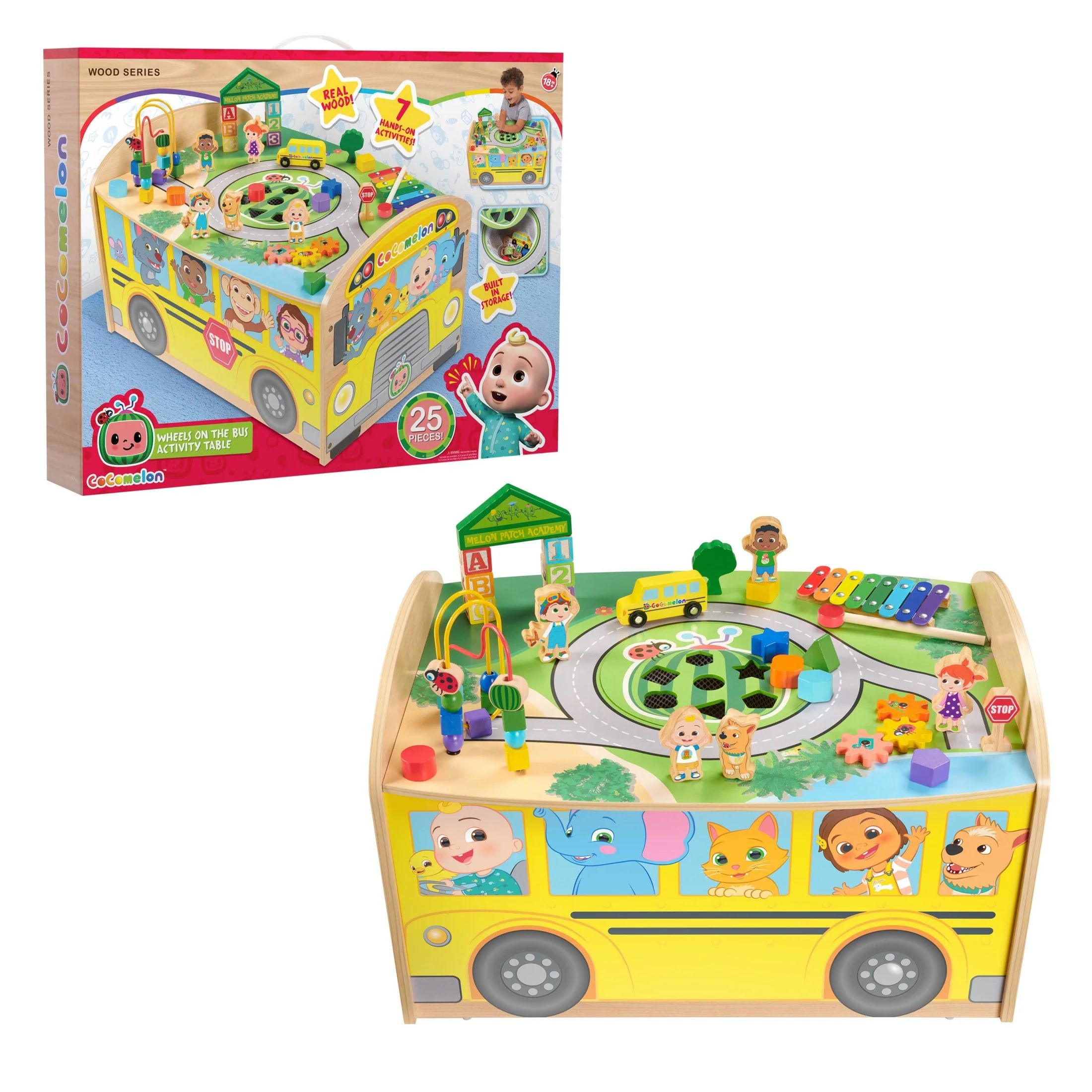 CoComelon Wheels on the Bus Wooden Activity Table, Recycled Wood, Kids Toys for Ages 18 month - W... | Walmart (US)