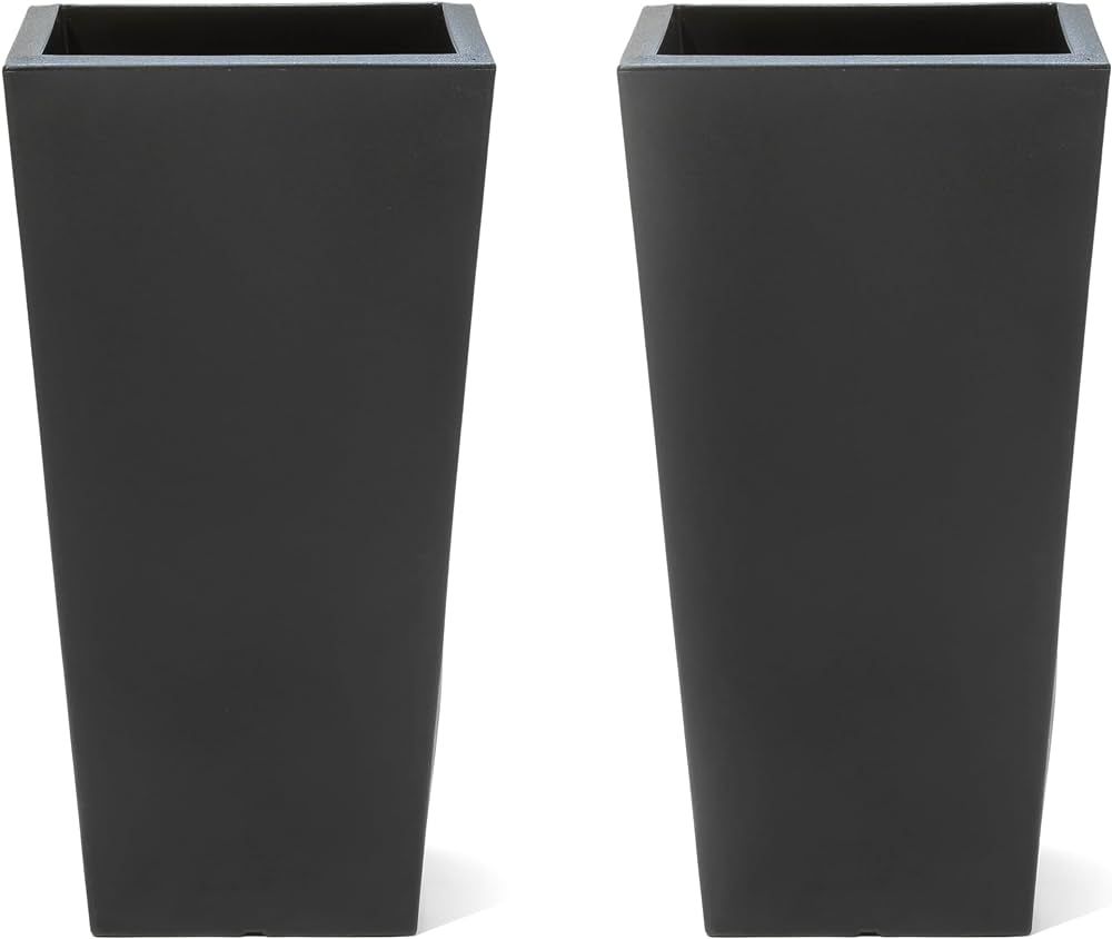 Step2 Tremont Tall Square Planter Pot, Onyx Black, 2-Pack – Large Planter for Outdoor/Indoor Us... | Amazon (US)